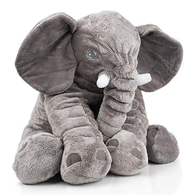Suaves juguetes de animales con forma de elefante, almohada de peluche para bebés, cojín de peluche para niños (gris, 60 cm)