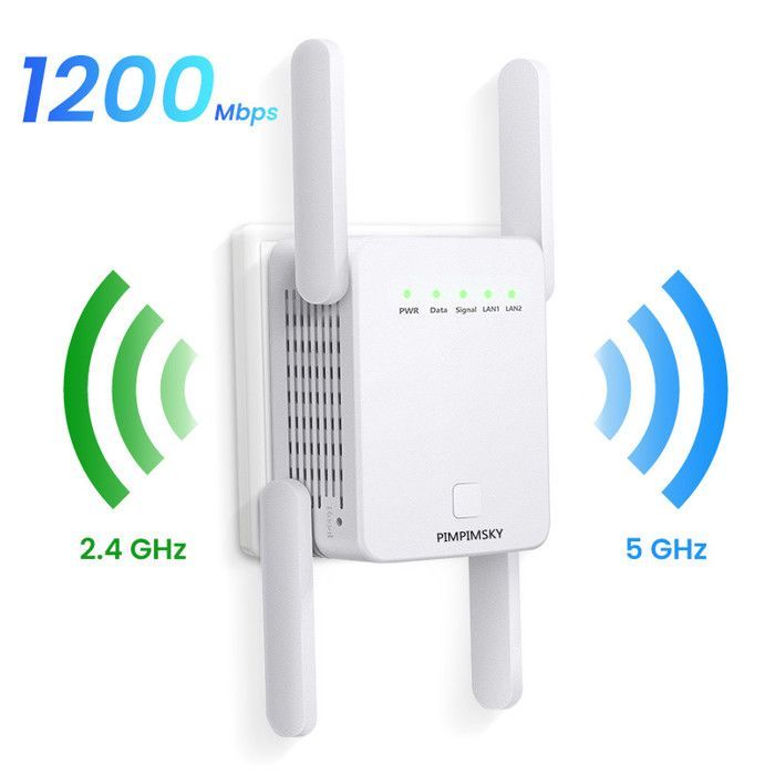 Powerful 1200Mbps WiFi Repeater, 5.8GHz & 2.4GHz WiFi Amplifier, Dual Band Extender -a3