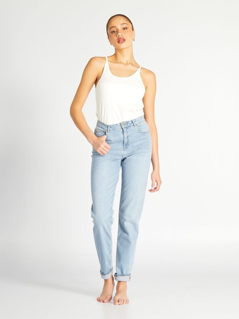 Calça jeans regular de cintura alta - tamanho 34L - azul