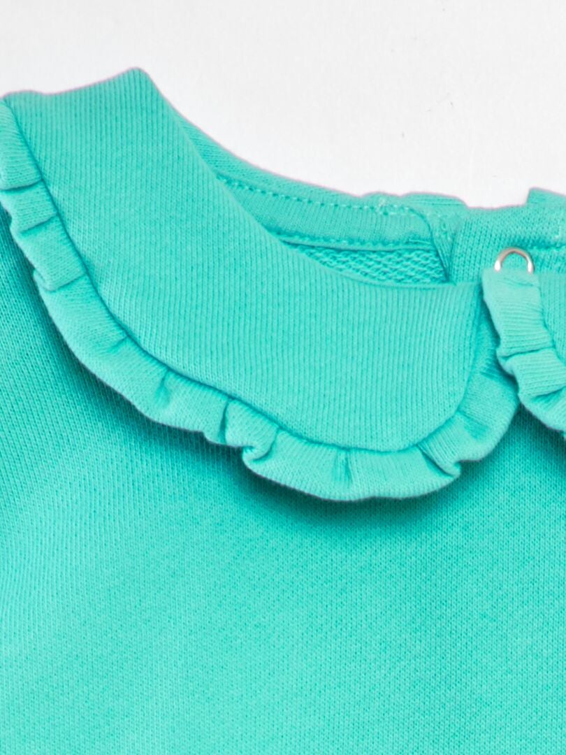 Katoenen sweatshirt met claudine kraag - BLAUW