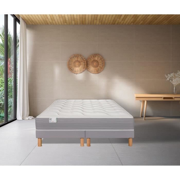 SIMMONS - Conjunto doble de colchón de muelles ensacados + base de cama 2x80x200 cm - RSW4