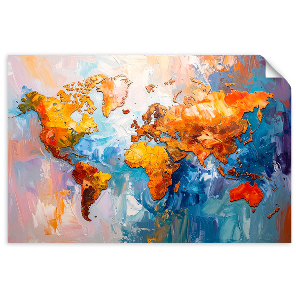 Naklejka samoprzylepna do salonu sypialni Feeby Kolorowa Mapa Świata 30x20