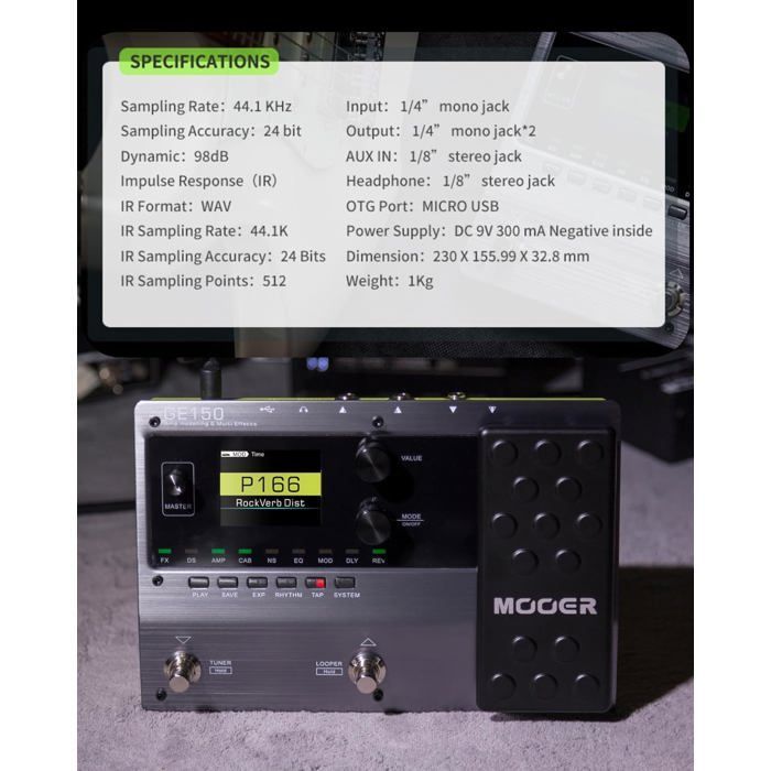 Pedal multiefectos para guitarra - RNCYN - GE150 - Múltiples efectos de sonido - Grabación - Actuación en directo