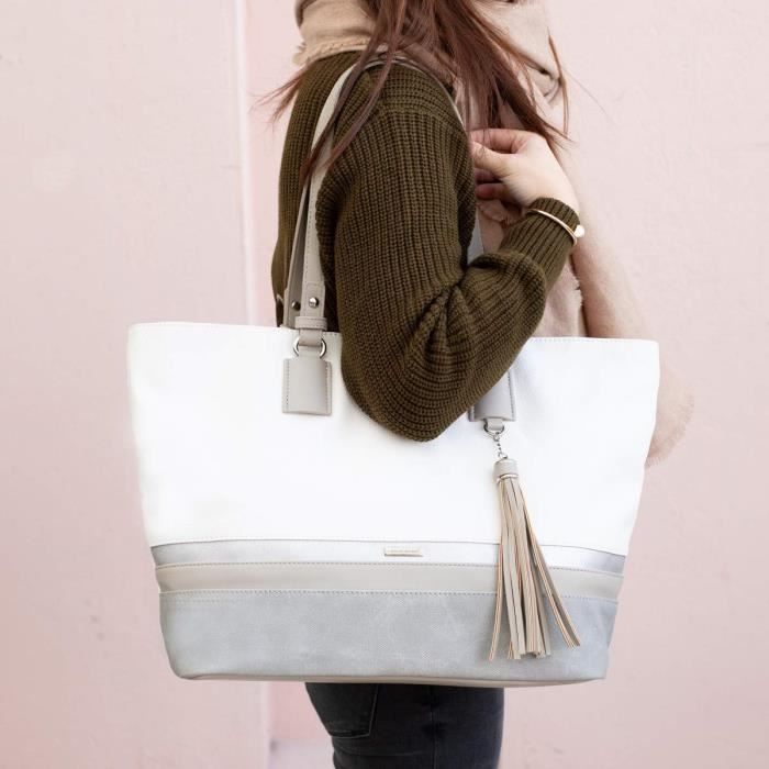 Borsa David Jones - Borsa a tracolla grande da donna con manici lunghi - Borsa a spalla - Righe sintetiche
