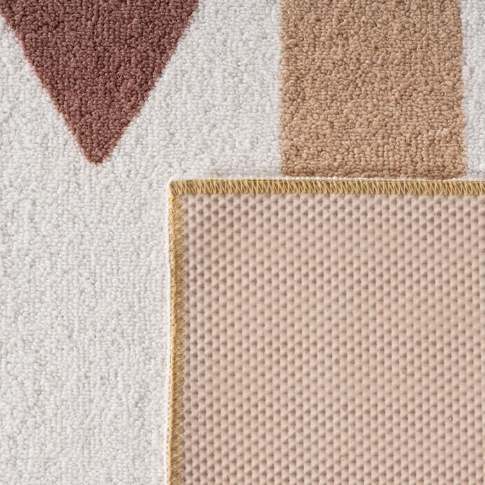 Tappeto per bambini Carpetsale24 120x170 cm con motivo a cuori color crema e arcobaleno, ideale come morbido tappeto decorativo per la cameretta dei bambini.