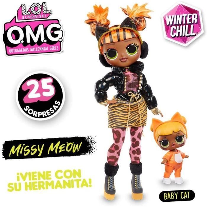 Poupée L.O.L Surprise OMG - Giochi Preziosi - Missy Meow - 25 surprises - Multicolore - 2 pièces