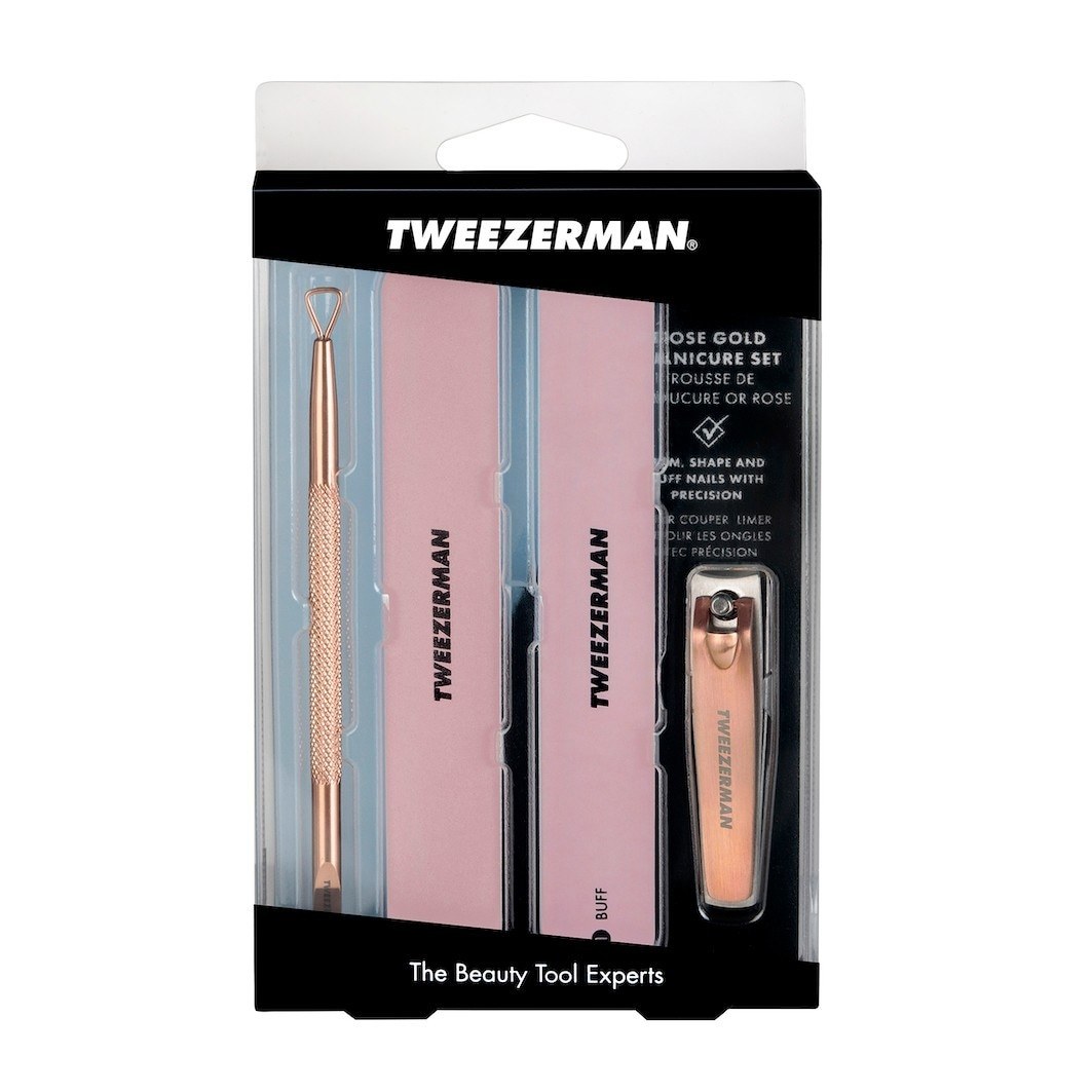 „Tweezerman Rose Gold“ nagų priežiūros rinkinys, manikiūro rinkinys – 1 vnt.