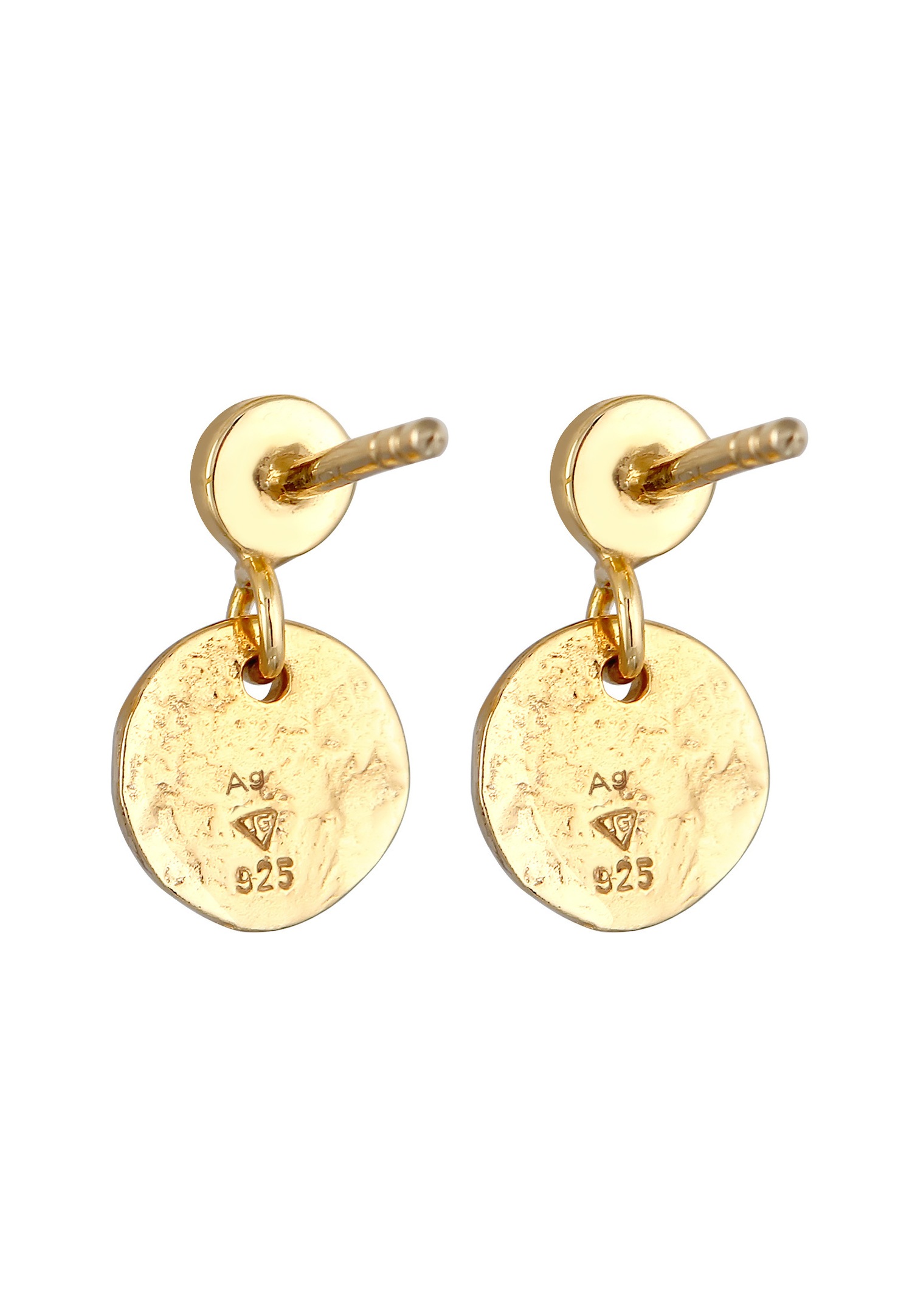 Elli PREMIUM Elli PREMIUM Boucles d'oreilles Femmes Pendentif d'oreilles Plaquette Vintage texturée avec pierre de lune en argent sterling 925 rhodié