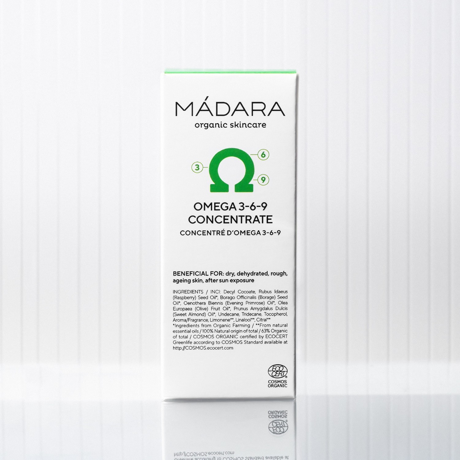 MÁDARA drėkinamasis serumas su individualiai parinktais veikliosiomis medžiagomis (Omega 3-6-10) – 17,5 ml