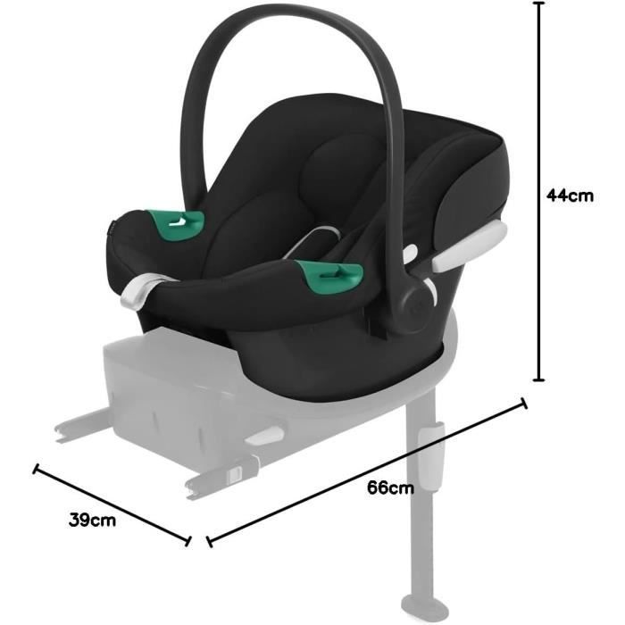 Silla de coche Aton B2 i-Size CBX de Cybex - De 45 a 87 cm - Desde el nacimiento hasta los 13 kg - Hasta los 2 años - Base One incluida - Negro volcánico