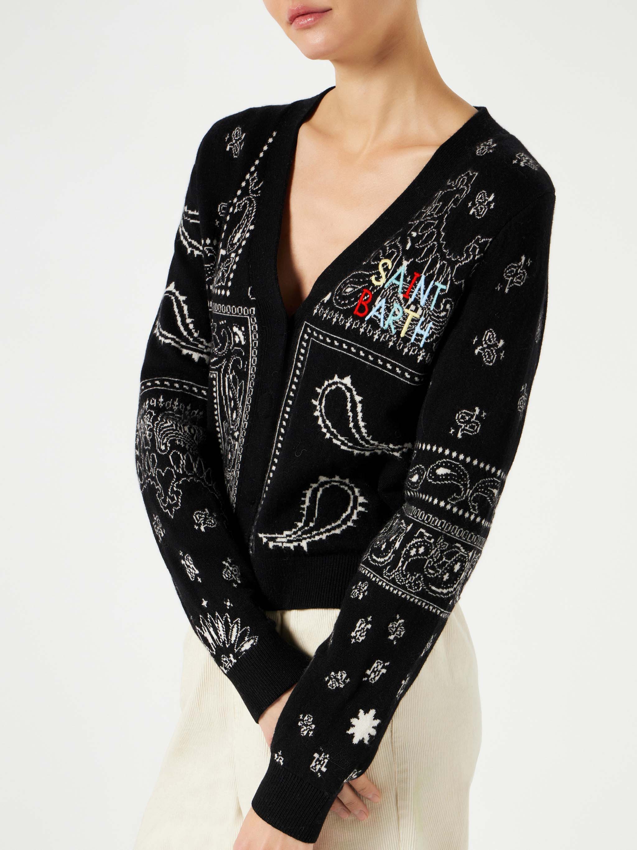 Gilet court pour femme avec broderie Saint Barth