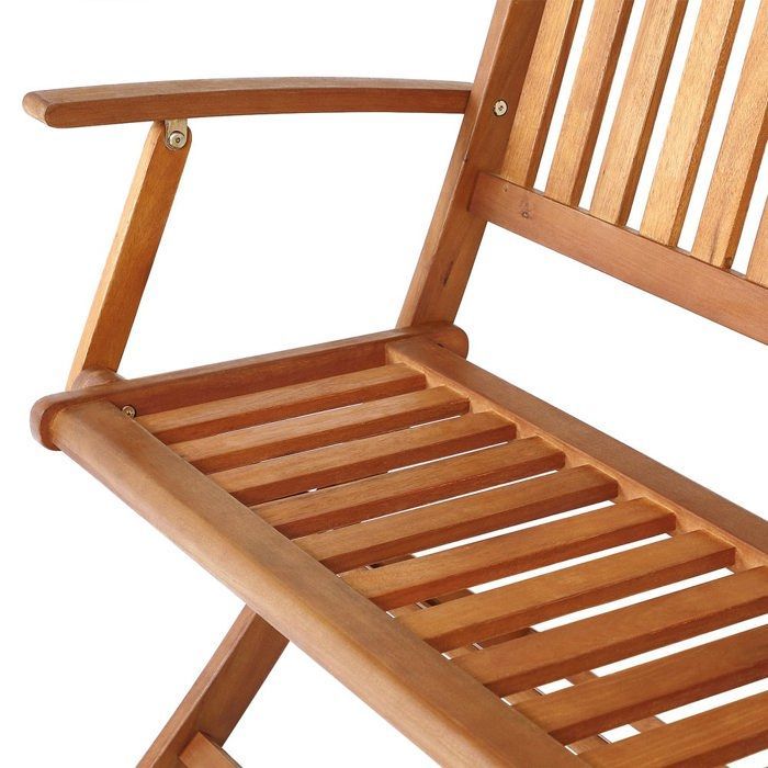 Banco de jardín plegable, madera de eucalipto con certificación FSC®, 2 plazas, 4 patas resistentes, banco de madera preaceitado para patio, balcón y otros muebles.