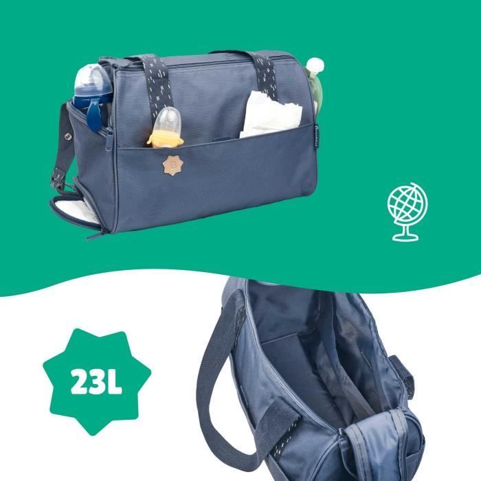 Borsa fasciatoio tascabile Badabulle - Fasciatoio, copertura isolante, custodia, attacchi per passeggino inclusi, blu