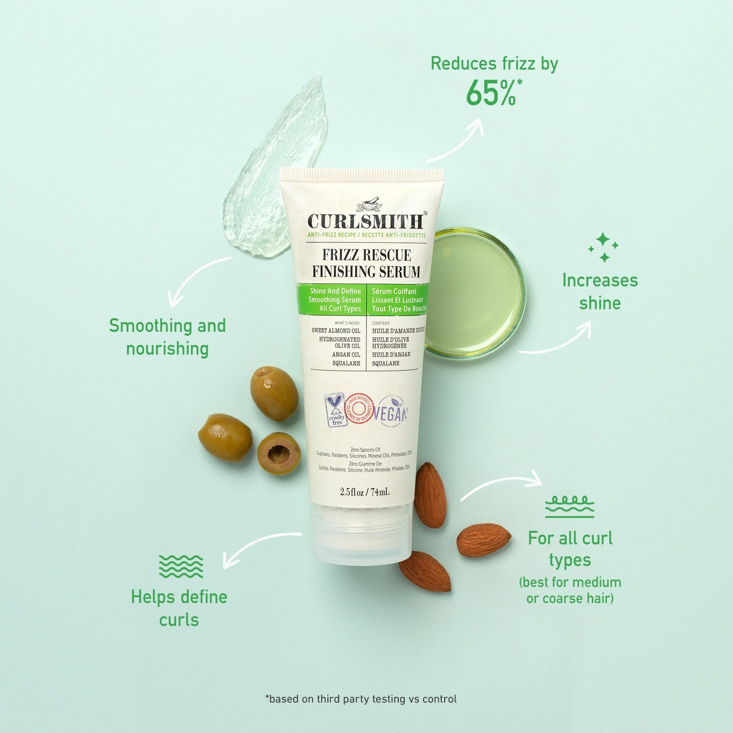 Curlsmith Hair Rescue Frizz Rescue серум за завршну обраду косе - 74 мл