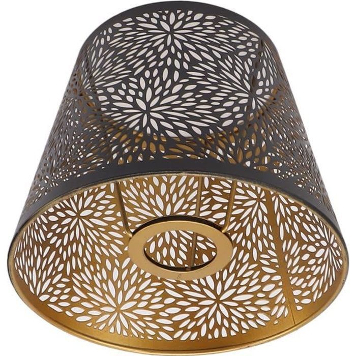 Pantalla de lámpara cilíndrica metálica OMABETA - Estilo árbol del bosque calado - E27 - Blanca - Diámetro 19 cm