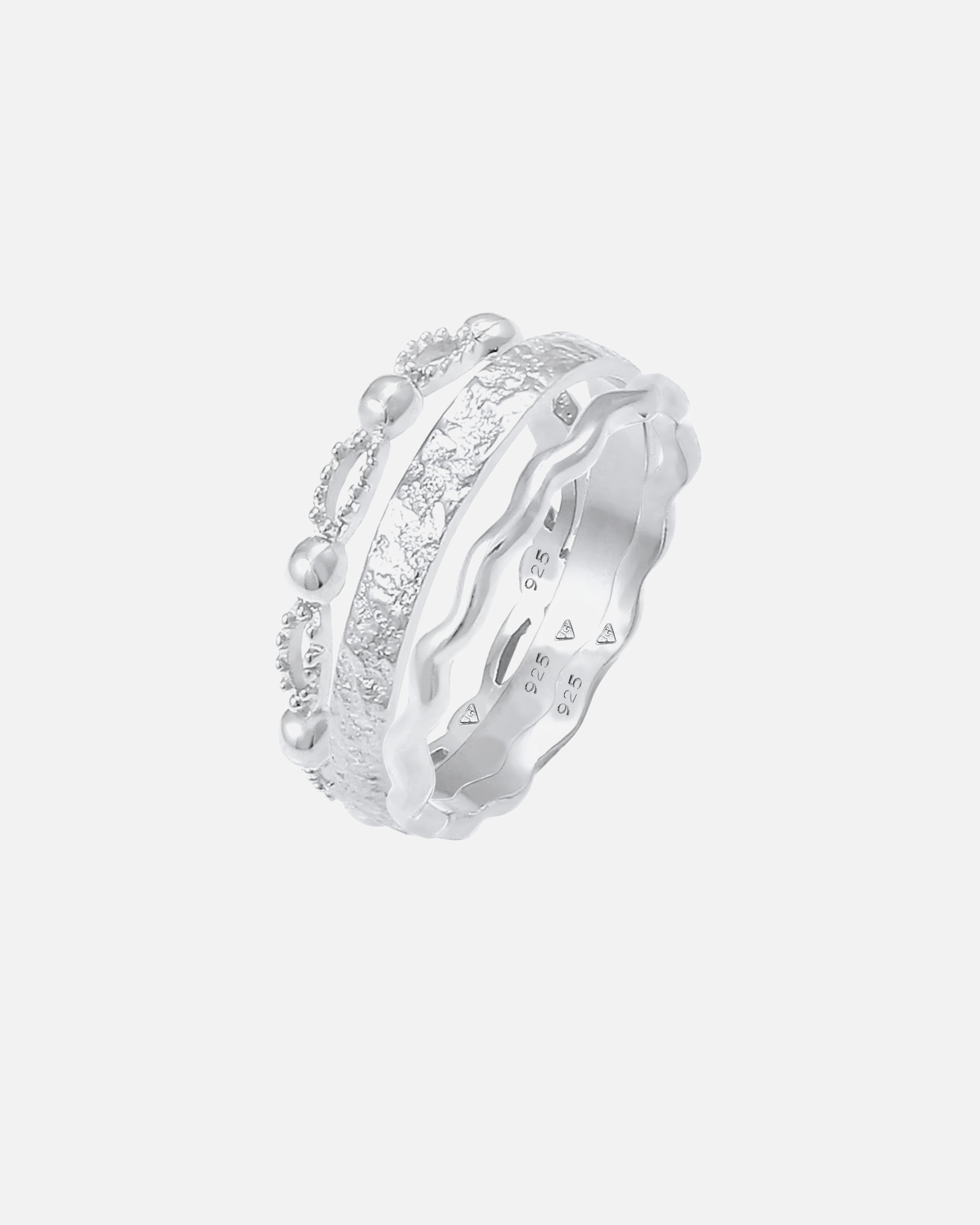 Elli Boule à vagues Bague pour dames en 925/1000 argent massif