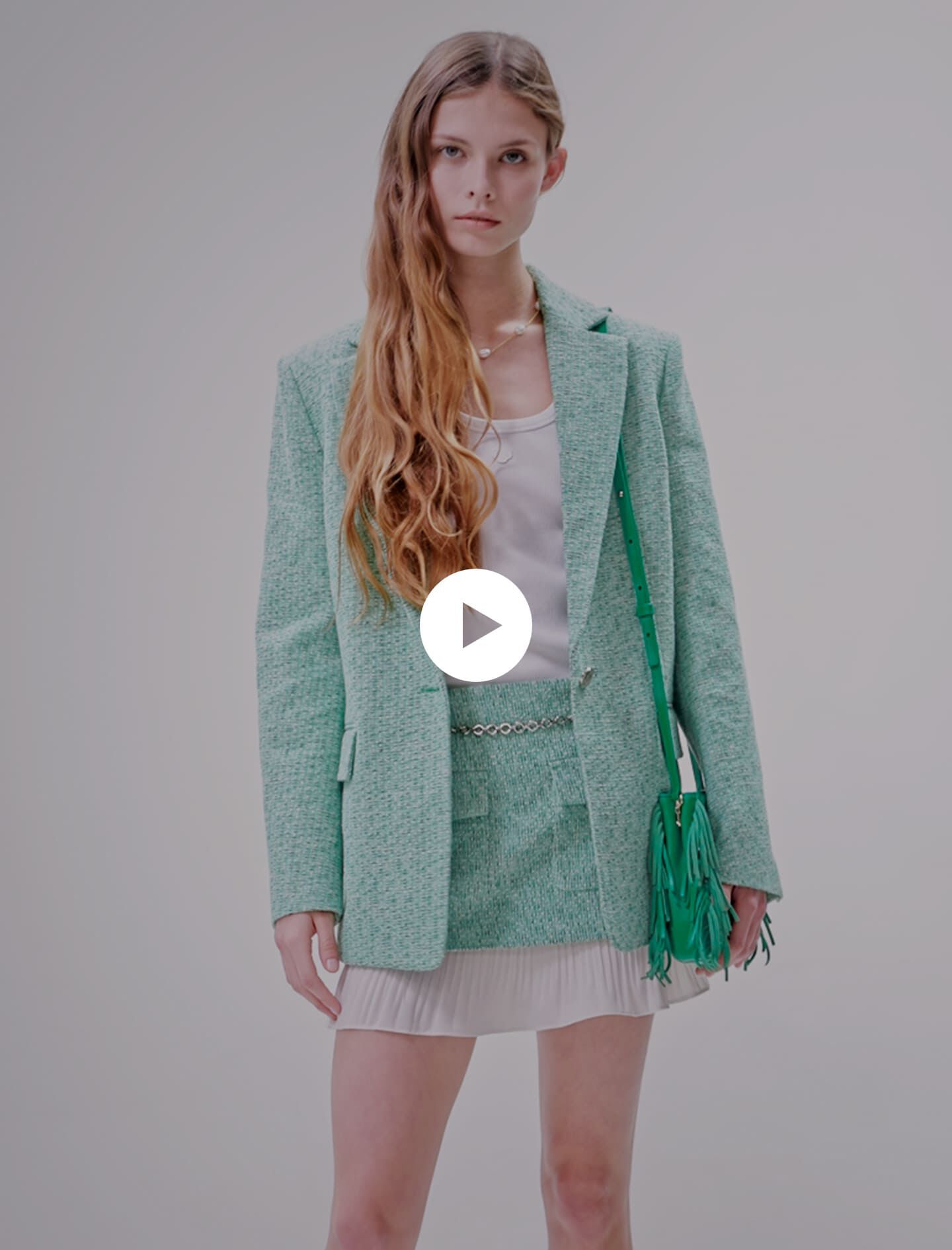Jachetă din tweed - Vert