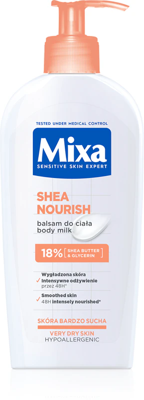 Leite corporal nutritivo Mixa Shea Nourish para pele muito seca