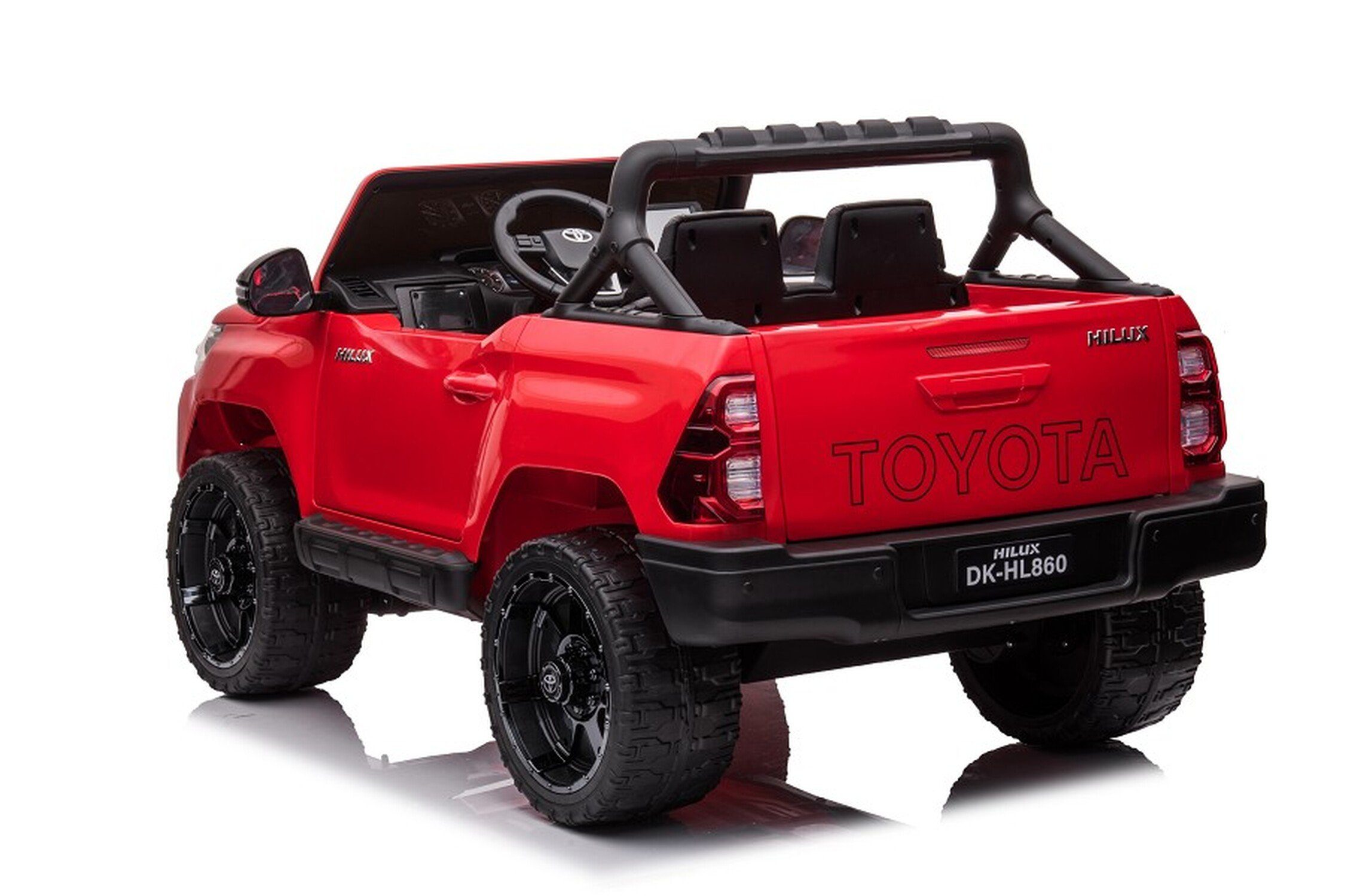 TPFLiving Elektro-Kinderauto Toyota Hilux – Motor: 4 x 12 V – Batterie: 1 x 12 Volt/14 Ah, Zuladung 40 kg, Kinderauto – Elektroauto mit Ledersitz und Sicherheitsgurt