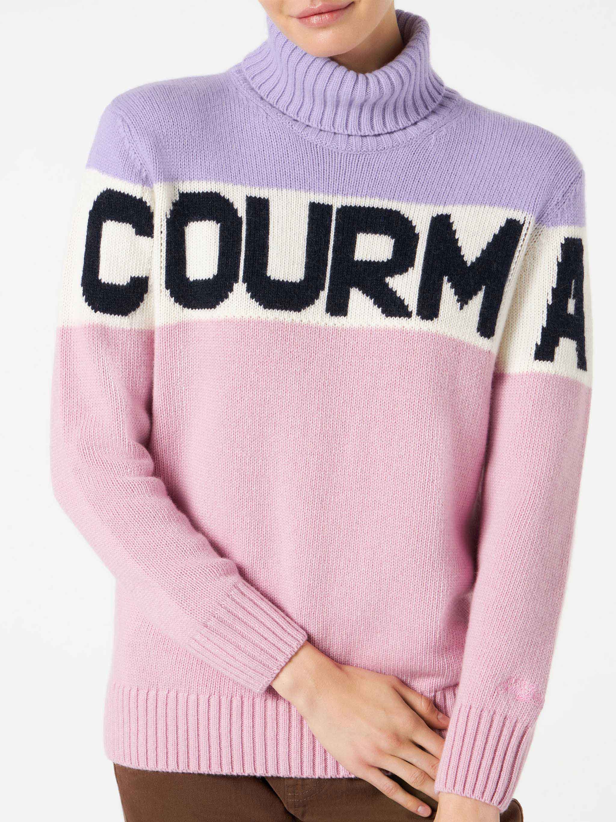 Pull à col roulé pour femme avec inscription Courma