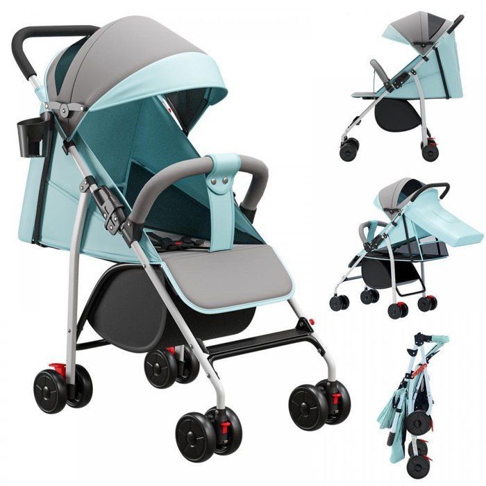MIPAN Lightweight and Compact Baby Stroller for 0 Months to 3 Years - Foldable - Reclining Backrest - Child's Stroller - Blue