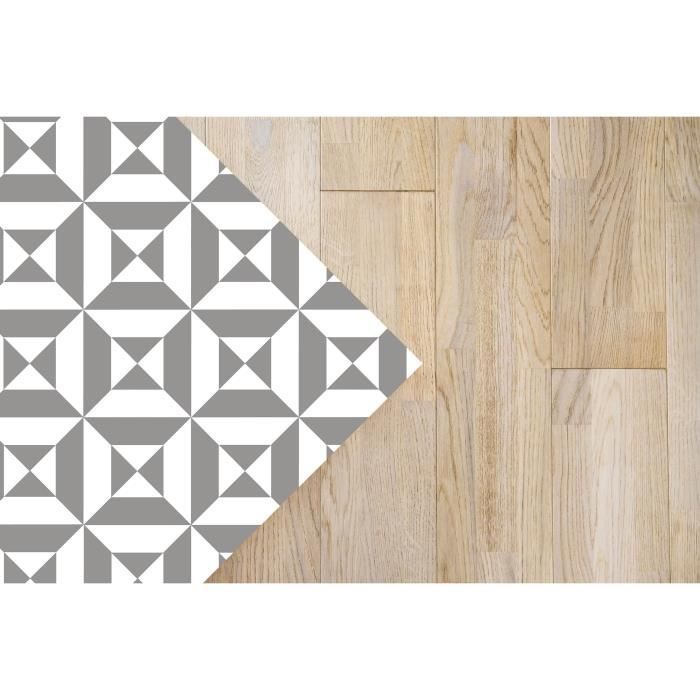 Tapis Vinyle Panorama Géométrie Grise 80x150 cm - Tapis pour Cuisine, Bureau et Salon en PVC