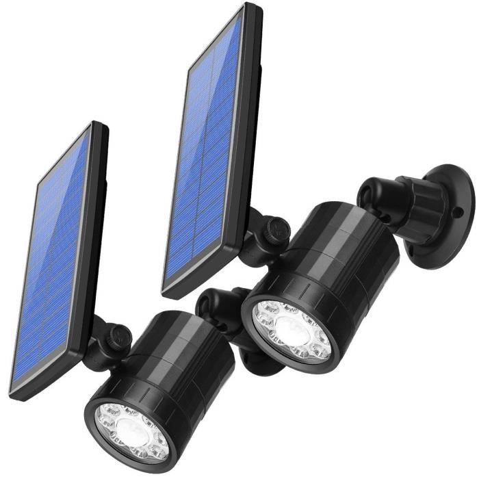 2 focos solares con sensor de movimiento, 800 lúmenes, 4 modos, iluminación de seguridad solar resistente al agua.