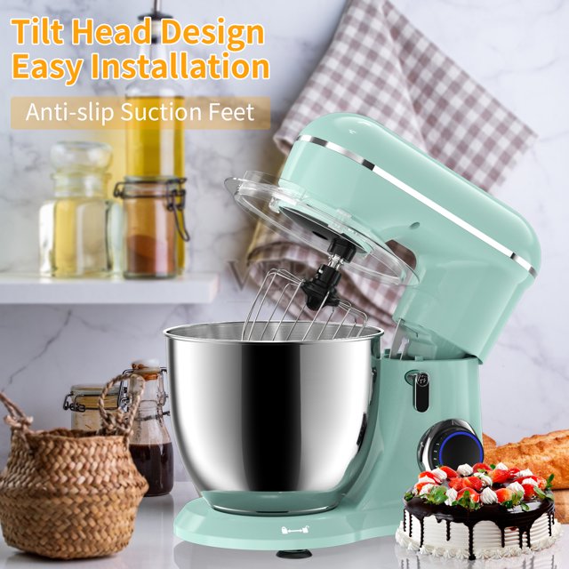 Stolní mixér Samsaimo, 6,5-QT 660W 10stupňový naklápěcí kuchyňský mixér, elektrický kuchyňský mixér s mísou, hnětacím hákem, šlehačem a metlou pro většinu domácích kuchařů
