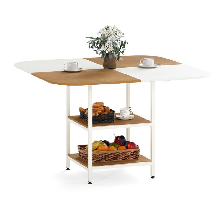 Tavolo da pranzo quadrato GIANTEX - Tavolo da cucina moderno - 2 ripiani a giorno - Gambe regolabili - Soggiorno, Ristorante - 120x120x77 cm