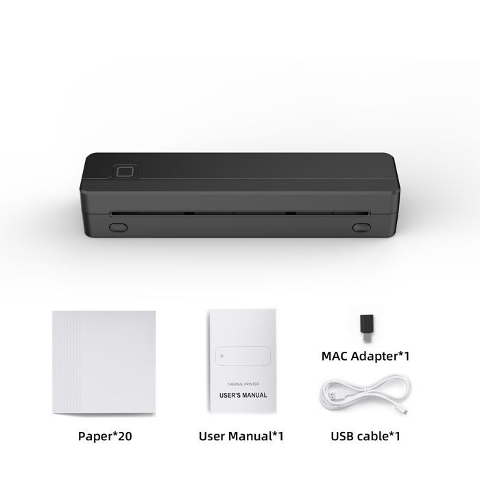 Imprimante Thermique A4 Portable sans Encre Bluetooth Papier Thermique A4 (210x297mm), 80mm, 203DPI Mini Scanner Imprimante