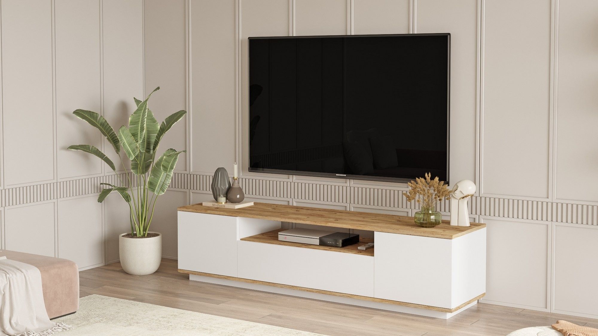 Mueble para TV - FR7 - Pino atlántico / Blanco - 180 x 45 x 45 cm