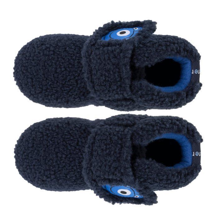 Pantuflas Isotoner con cierre de velcro, buen soporte para el pie, suela antideslizante, azul marino, para niños.