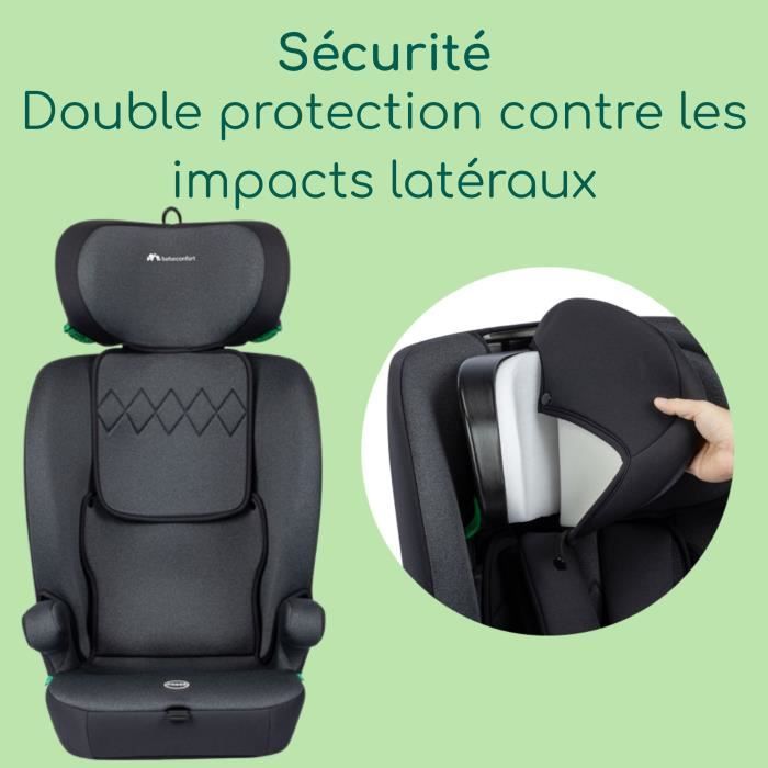 Seggiolino auto convertibile BEBE CONFORT GROW i-Safe con cinture di sicurezza, da 15 mesi a 12 anni (76-150 cm), standard di sicurezza R129, colore nero fumé.