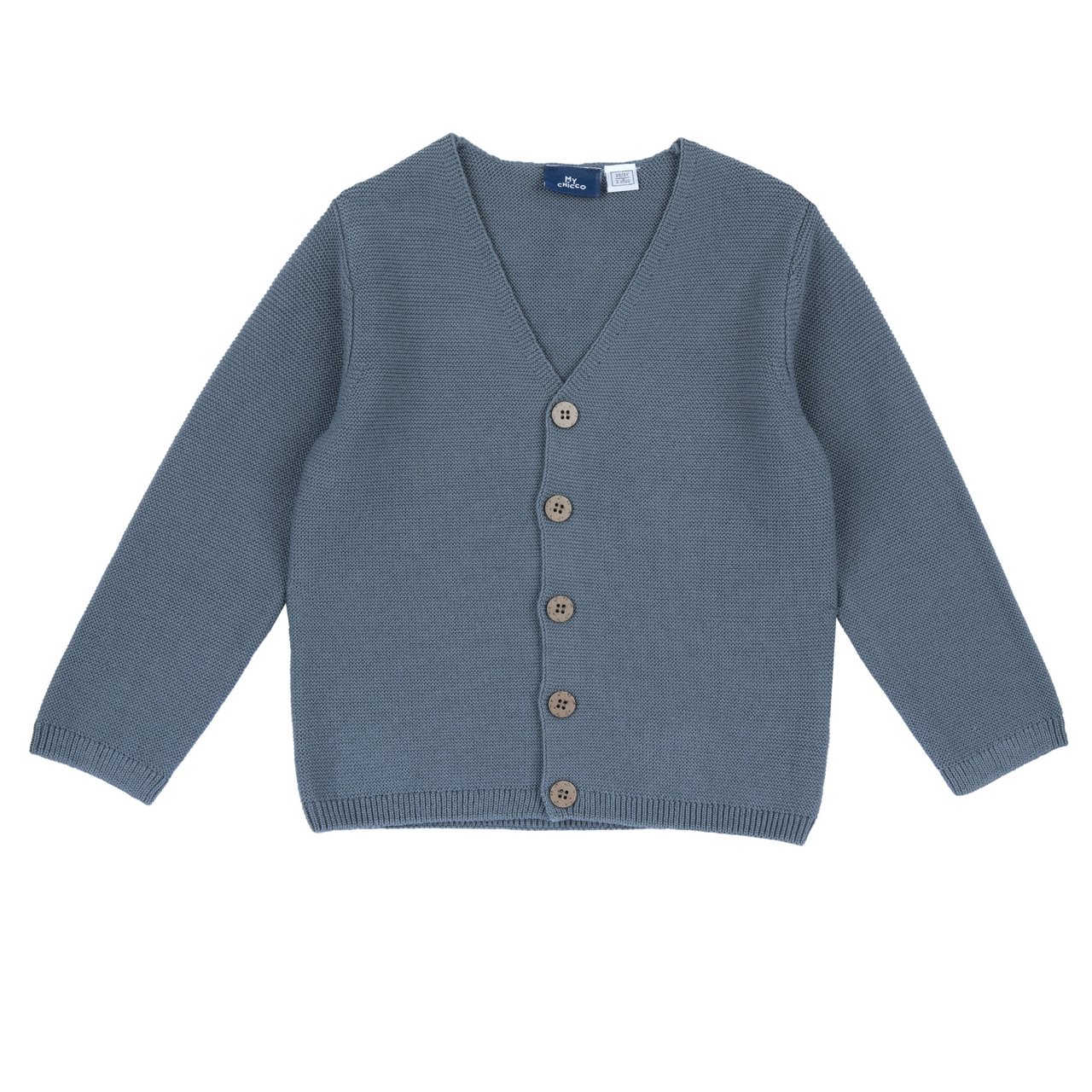 Blauw gebreid vest
