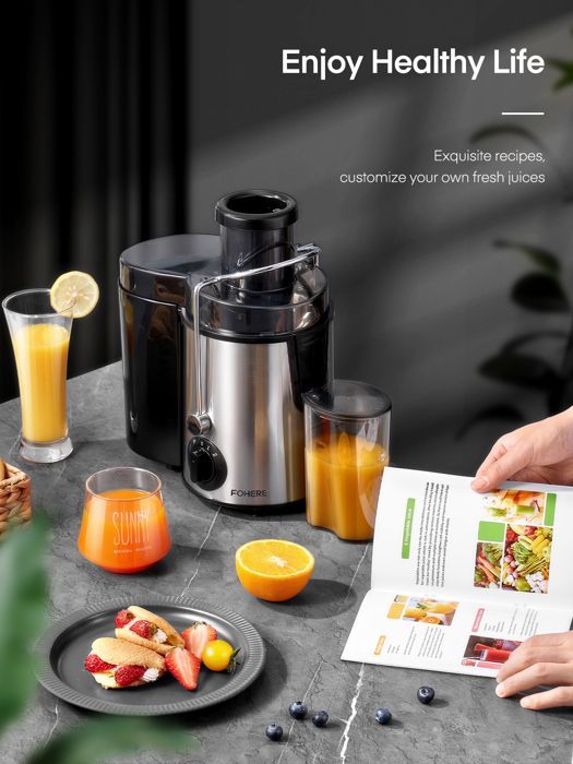 Spremiagrumi per frutta e verdura - FOHERE - 400W - 3 velocità - Ampia apertura di alimentazione in acciaio inox