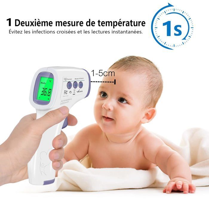 Termómetro de frente para adultos, termómetro infrarrojo para niños, termómetro digital sin contacto, pantalla LCD, función de memoria.