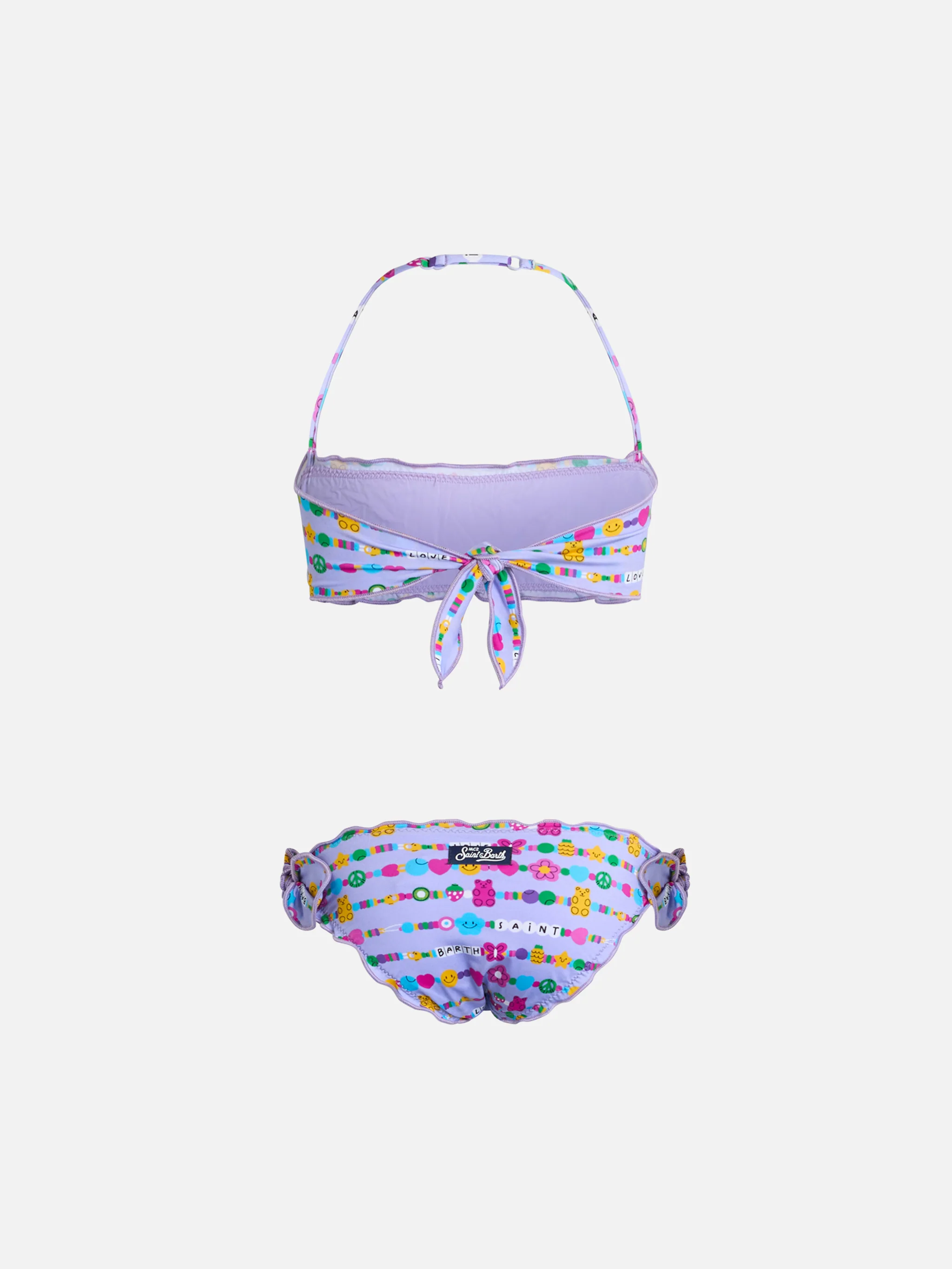Emy klassisk bandeau-bikini til piger med armbåndsprint