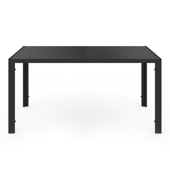 IDMARKET Salon de jardin MADRID table 150 CM et 6 chaises empilables noir
