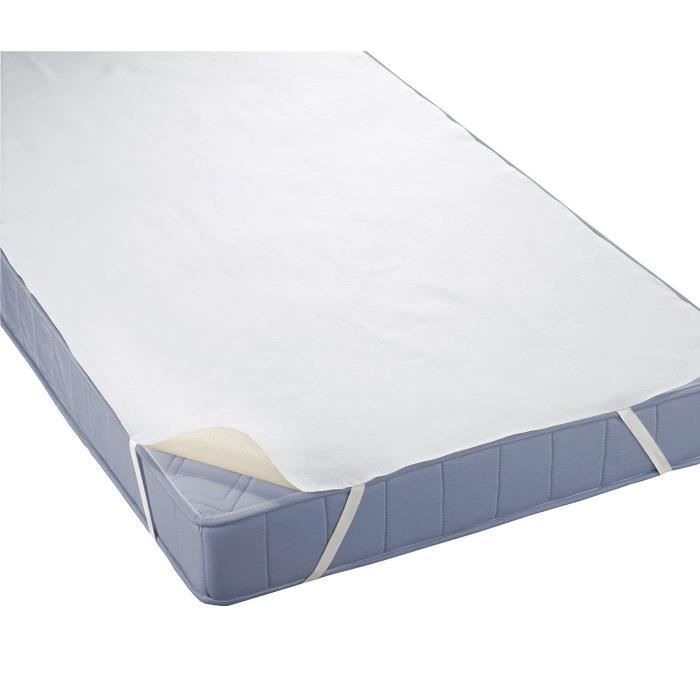 Protector de colchón plano con bandas elásticas, blanco, 90 x 200 cm - Impermeable, protector de colchón de 2 capas con revestimiento y barrera antihumedad.