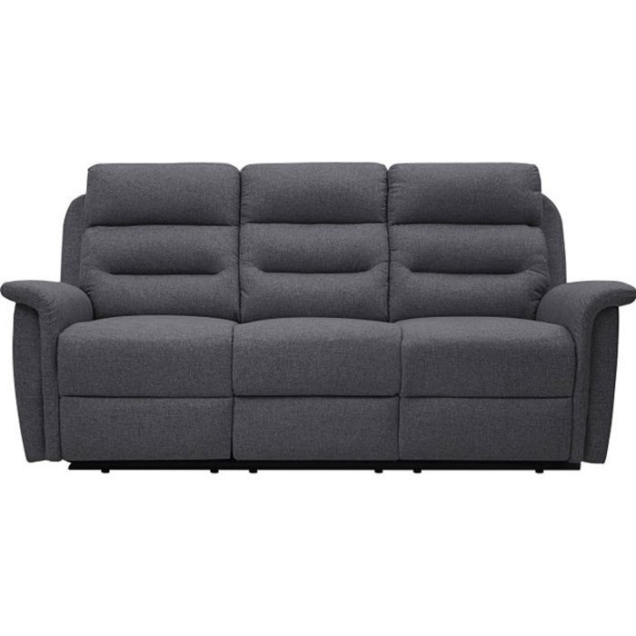 Canapé de Relaxation 3 places en Tissu Gris LÉON - Gris foncé - L191 x 94 x 100cm - LOUNGITUDE