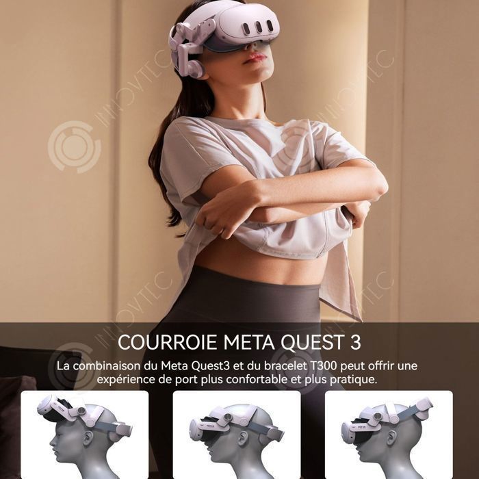 INNOVTEC VR Headset Headphones 22x19.2x8cm Head Strap Accessories Comfortable VR Strap with Separate Headphones and Hood