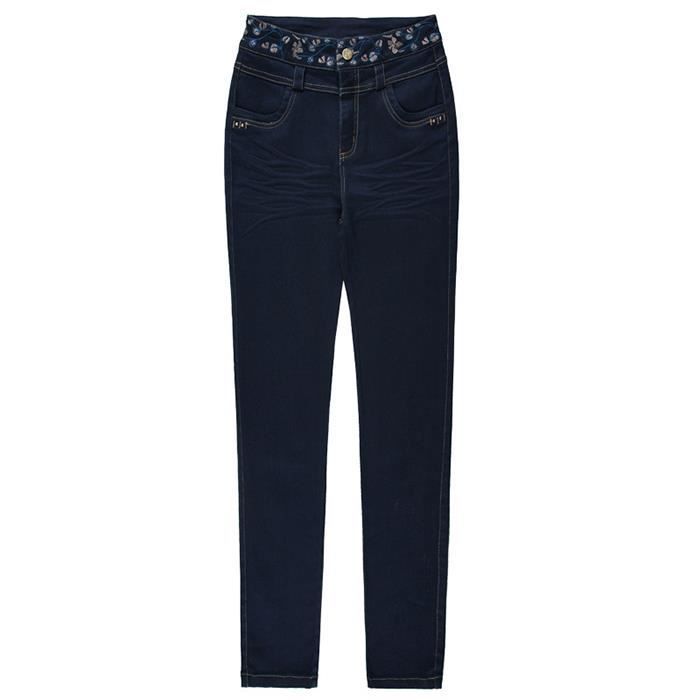 Pantalones vaqueros de mujer - FUNMOON - Cintura alta - Azul - Algodón - Estilo casual