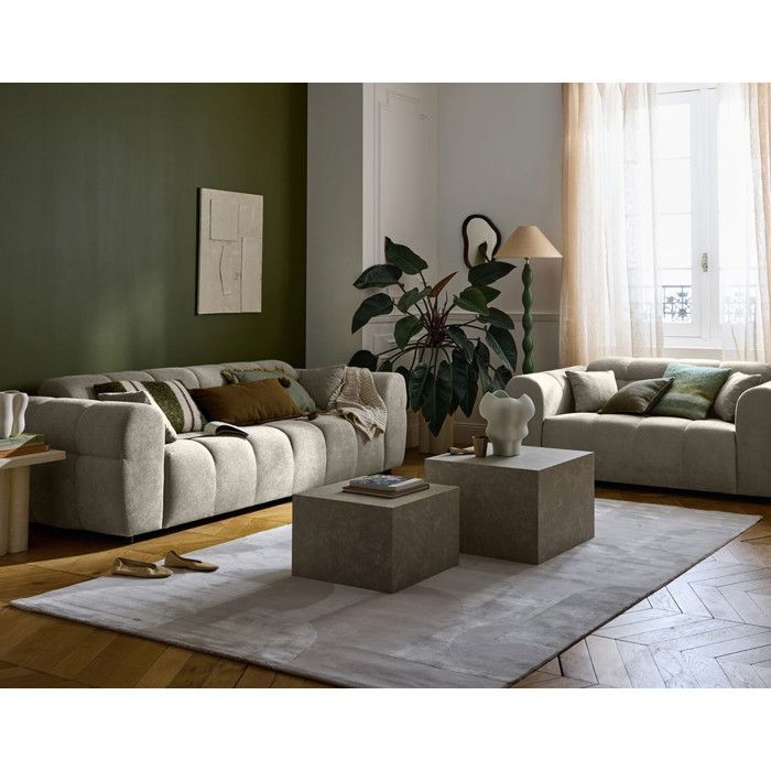 Ray – 3-Sitzer-Sofa mit gerader Sitzfläche in strukturiertem Stoff – Grau