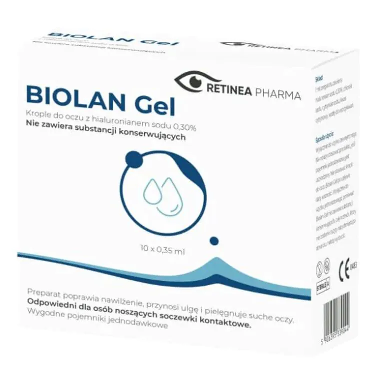 Biolan Gel, Krople do oczu bez konserwantów, Hialuronian sodu 0,3%, Pojemniki jednodawkowe
