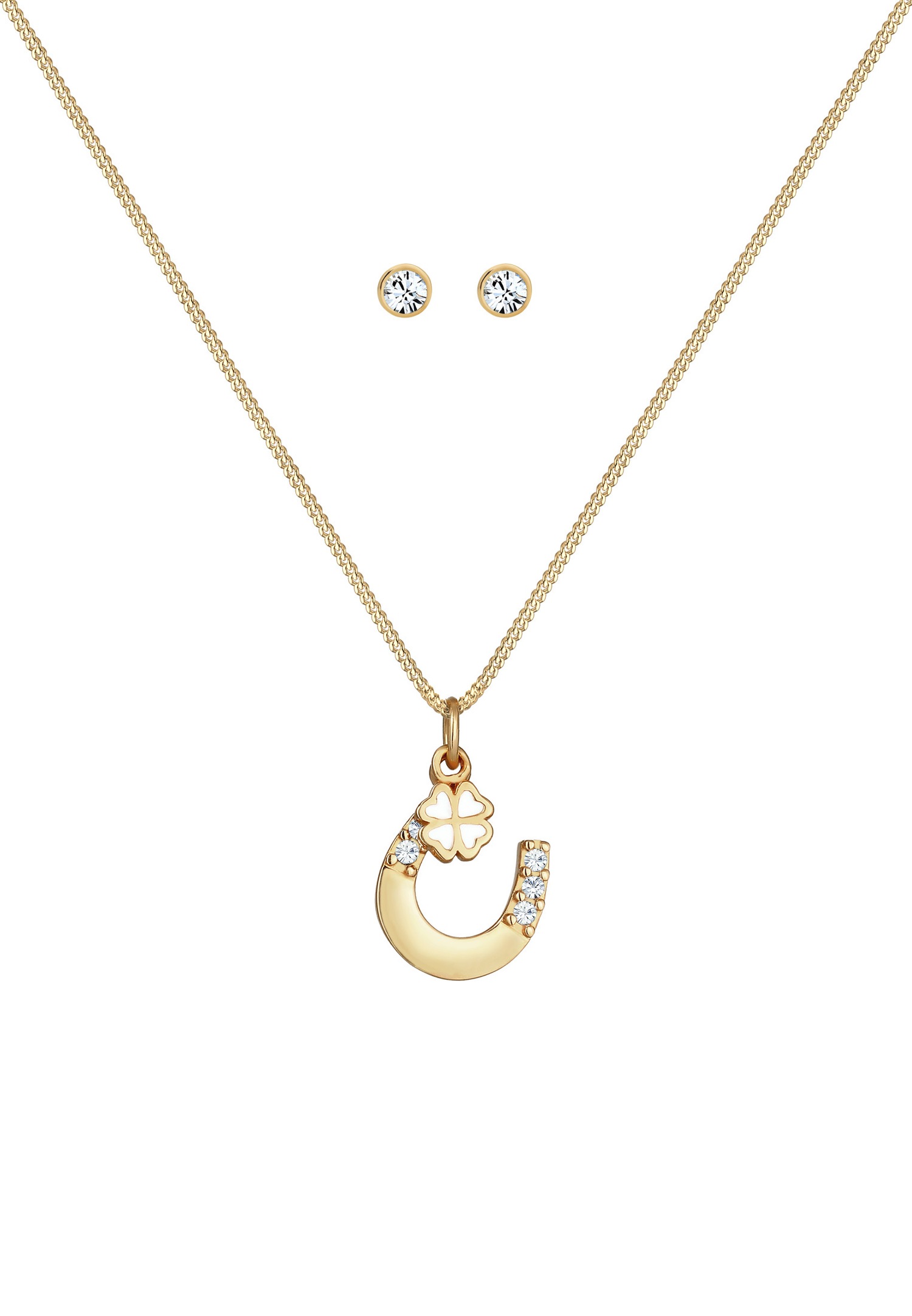 Elli Femmes fer à cheval pendentif clous d'oreilles set avec cristaux en argent sterling 925