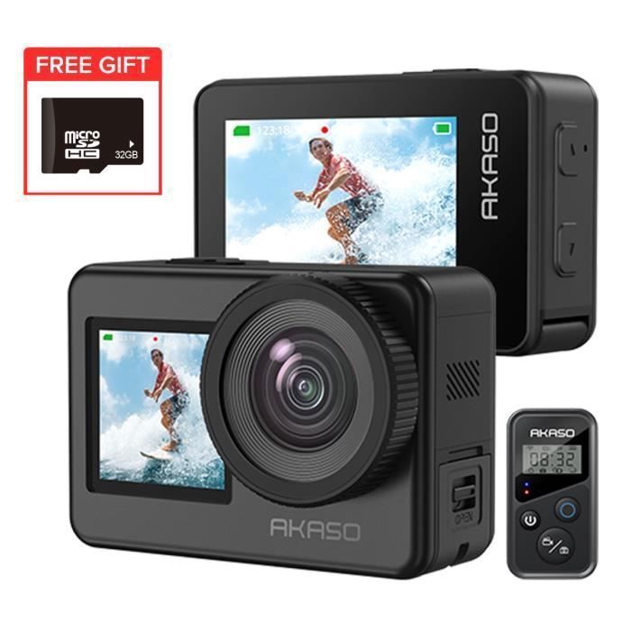 AKASO Brave 7 Caméra Sport WiFi 4K30FPS 20MP écran tactile IPX8 Caméra étanche 33FT EIS 2.0 micro externe 2X 1350mAh Batteriies
