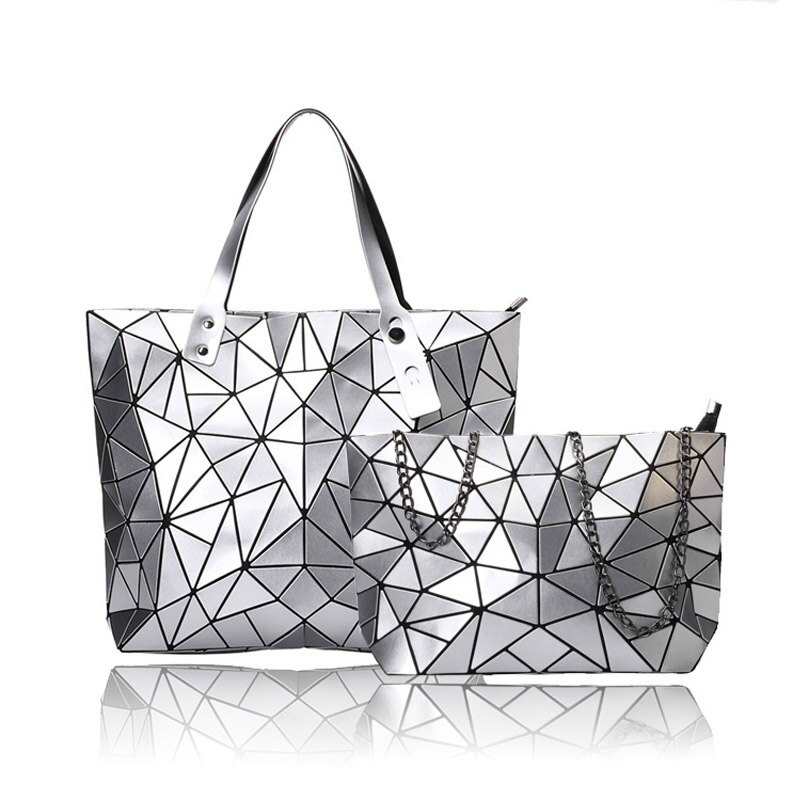 Set di 2 borse a tracolla da donna di alta qualità con catena, in pelle PU, semplici, firmate, con design geometrico e colorato.