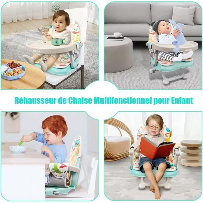 Silla elevadora plegable para niños, silla portátil para bebés, silla de comer para bebés con altura regulable, bandeja extraíble, de 6 meses a 3 años.