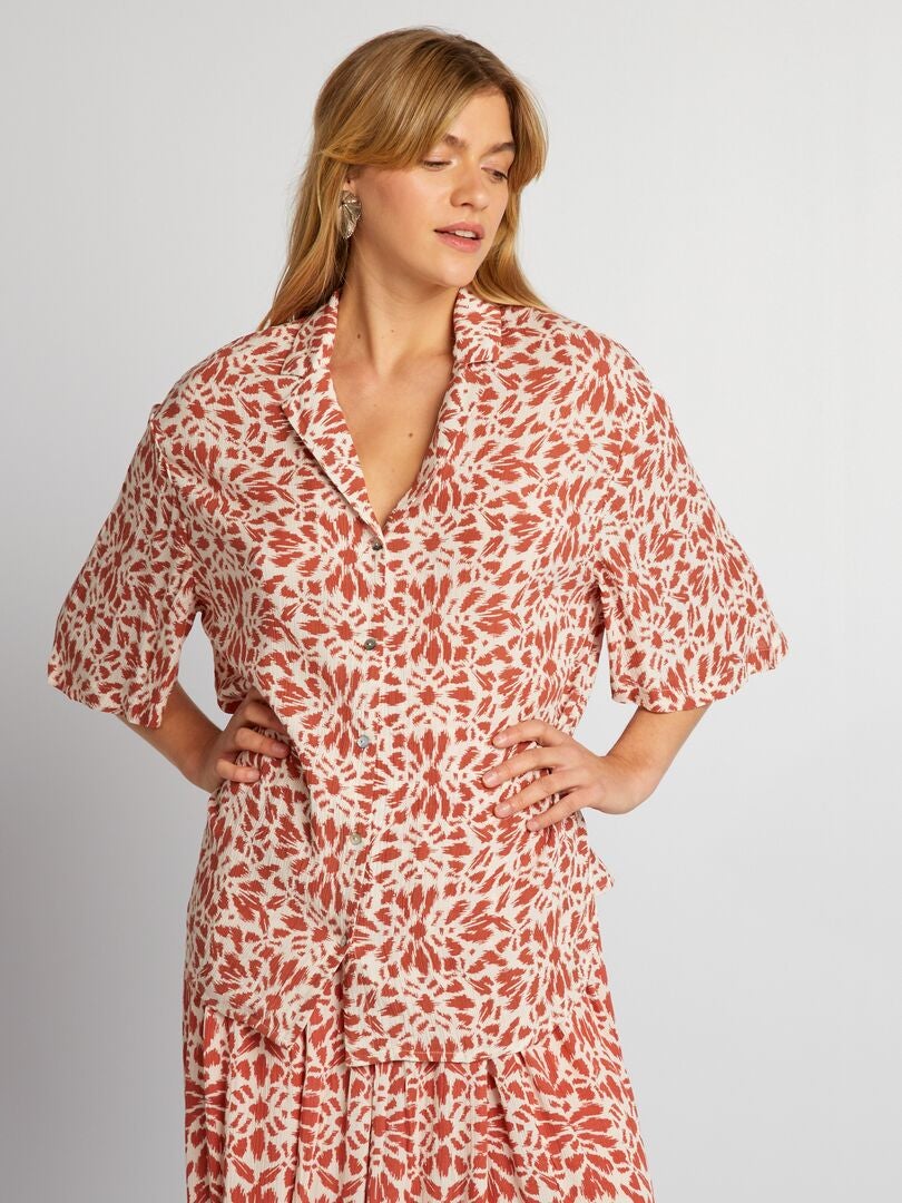 Crêpe blouse met pyjamakraag - ROOD