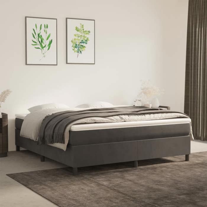 Cama doble CHIC para adultos - 180x200 cm. Estructura de cama gris oscuro de 180x200 cm. Terciopelo #Sara56183